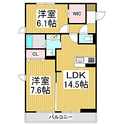 Bell　18 1階2LDKの間取り