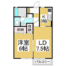 メゾンあずみの里A 1LDKの間取図画像