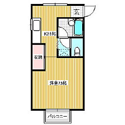 グリーンヒル社 1Kの間取図画像