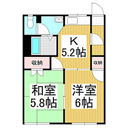フォーブル北中 2Kの間取図画像