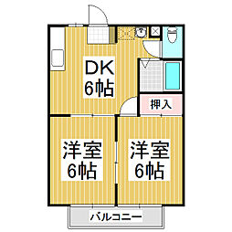 ハイツ有明 2DKの間取図画像
