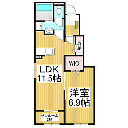 コンフォーティア信濃大町II 1LDKの間取図画像