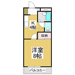 パステルコート梓 1DKの間取図画像