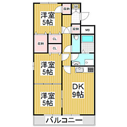 ヘスティア穂高一番館 3DKの間取図画像