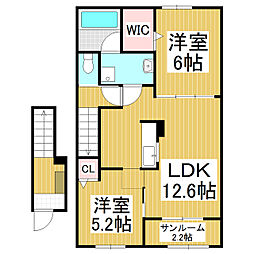 ヴィラアストラガル 2LDKの間取図画像