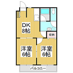タイラハイツ豊科 2DKの間取図画像