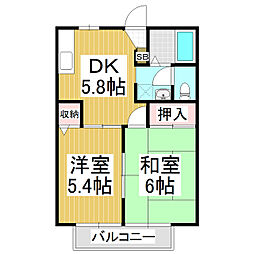 フレグランスファースト 2DKの間取図画像