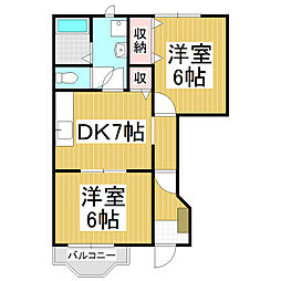 ミルト下島 2DKの間取図画像