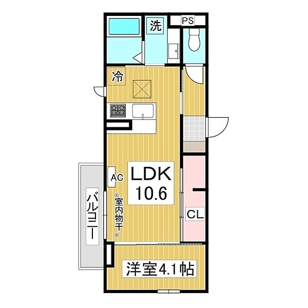 トリシア中越 ｜長野県長野市中越2丁目(賃貸アパート1LDK・2階・37.16㎡)の写真 その2