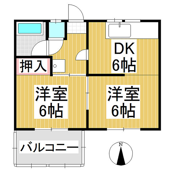 ハイツ宮西 ｜長野県長野市大字柳原(賃貸アパート2DK・1階・39.00㎡)の写真 その2