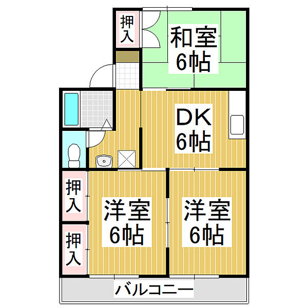 アリアンサーハイム　A棟 ｜長野県長野市大字高田(賃貸アパート3DK・2階・53.00㎡)の写真 その2