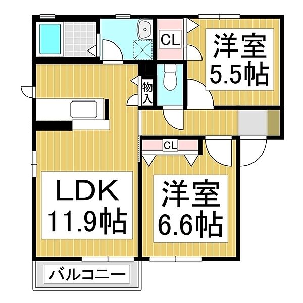 メゾンソレイユＢ棟 ｜長野県長野市大字稲葉(賃貸アパート2LDK・2階・54.57㎡)の写真 その2