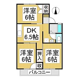 桜ケ丘コートヴィレッジA棟 3DKの間取図画像