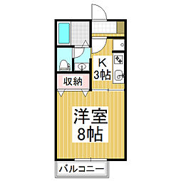 セジュール本藤 1Kの間取図画像