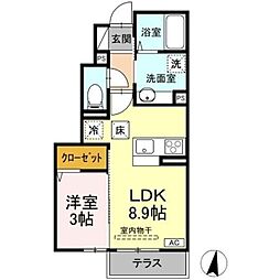 蔵谷ハイツ 1LDKの間取図画像