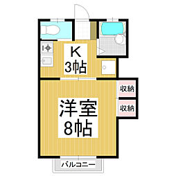コーポマツミB 1Kの間取図画像