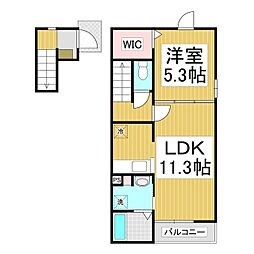 ル・フラン2 1LDKの間取図画像