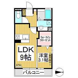 レセンテ塚田 1LDKの間取図画像