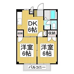 アネックス・一由 2DKの間取図画像