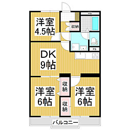 クオリティープラザ長野 3DKの間取図画像