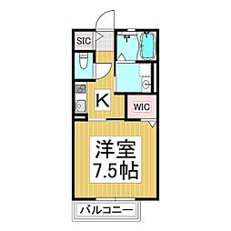 コンフォーティア稲田 1Kの間取図画像