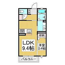 コンフォーティア稲田 1LDKの間取図画像