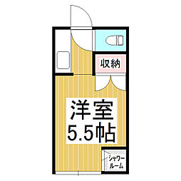 アサヒ若里ハイツ 1Kの間取図画像