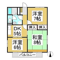 セフィラ栗田 3DKの間取図画像