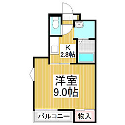 ベルメゾン若里S 1Kの間取図画像