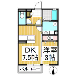 グランモアK 1DKの間取図画像