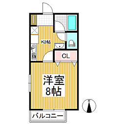 フジハウス 1Kの間取図画像