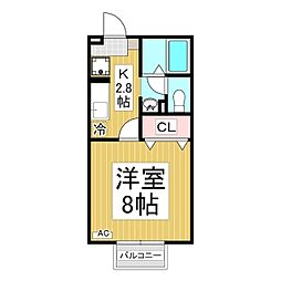 パルフェ三輪 1Kの間取図画像