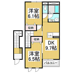 サンシャインヒルズ 2DKの間取図画像