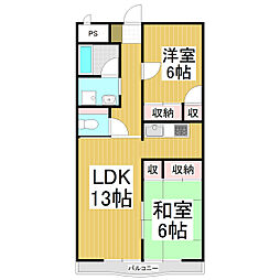 小根山ビル 2LDKの間取図画像