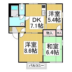 フレグランス・恵E 3DKの間取図画像