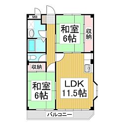 レジデンス西和田 2LDKの間取図画像