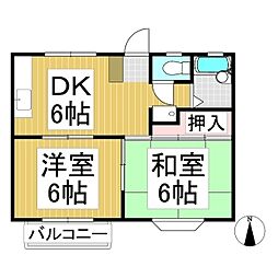 フェアハウス21 2DKの間取図画像