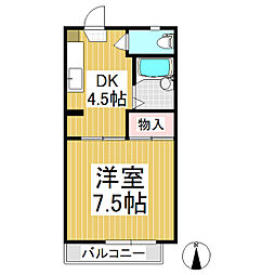 レーベン吉田 1DKの間取図画像