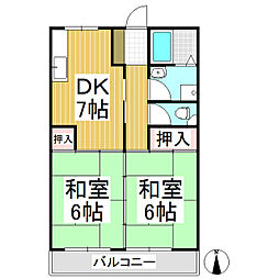 運動公園前ビル 2DKの間取図画像