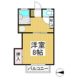 上松ハウスB 1Kの間取図画像