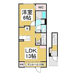 プラシードB 1LDKの間取図画像