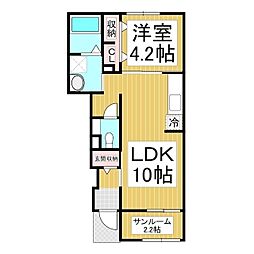 ラピィエル 1LDKの間取図画像