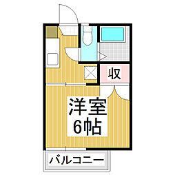 フォーブル南俣A 1Kの間取図画像