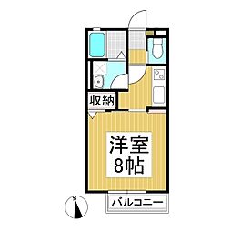 ハイムメゾンLS三輪 B棟 1Kの間取図画像