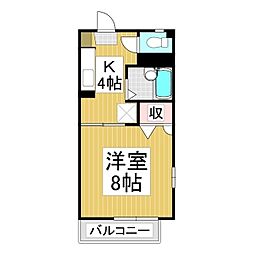 ウイングコート 1Kの間取図画像