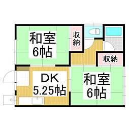 荒井アパート 2DKの間取図画像