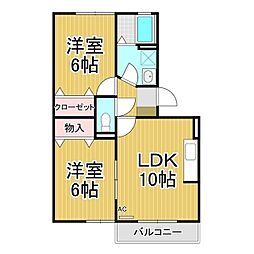 ヴィラエクセランA 2LDKの間取図画像