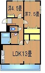 ガーデンテラス田中 2LDKの間取図画像
