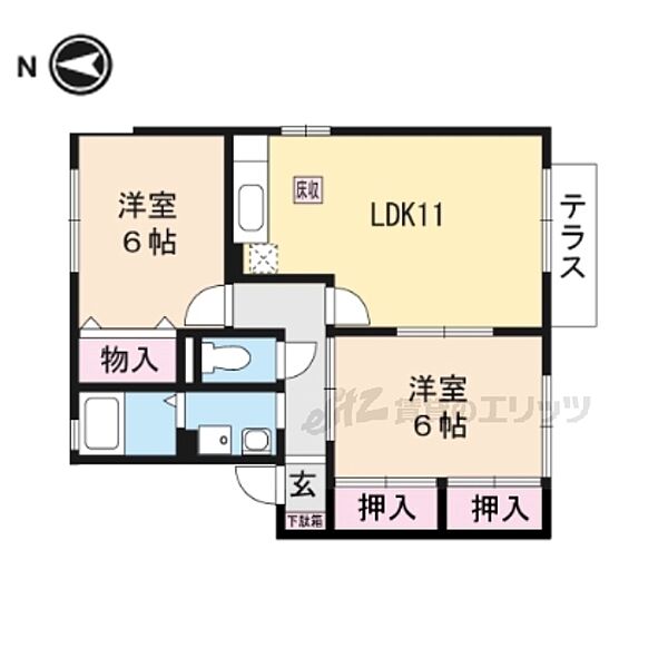 コーポはおりや B101｜滋賀県大津市和邇今宿(賃貸アパート2LDK・1階・54.19㎡)の写真 その2