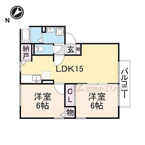 滋賀県彦根市東沼波町(賃貸アパート2LDK・2階・54.26㎡)の写真 その2